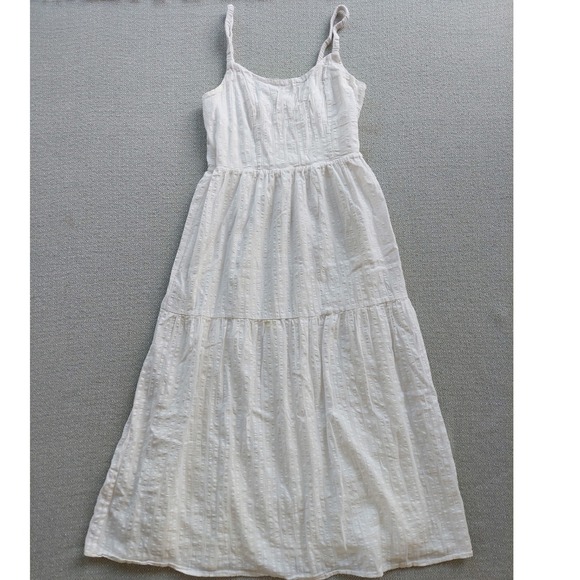 Lucky Brand Dresses & Skirts - Lucky Brand Dress Womens Medium White YS4W52509R Maxi Tiered Cotton Smocked Back